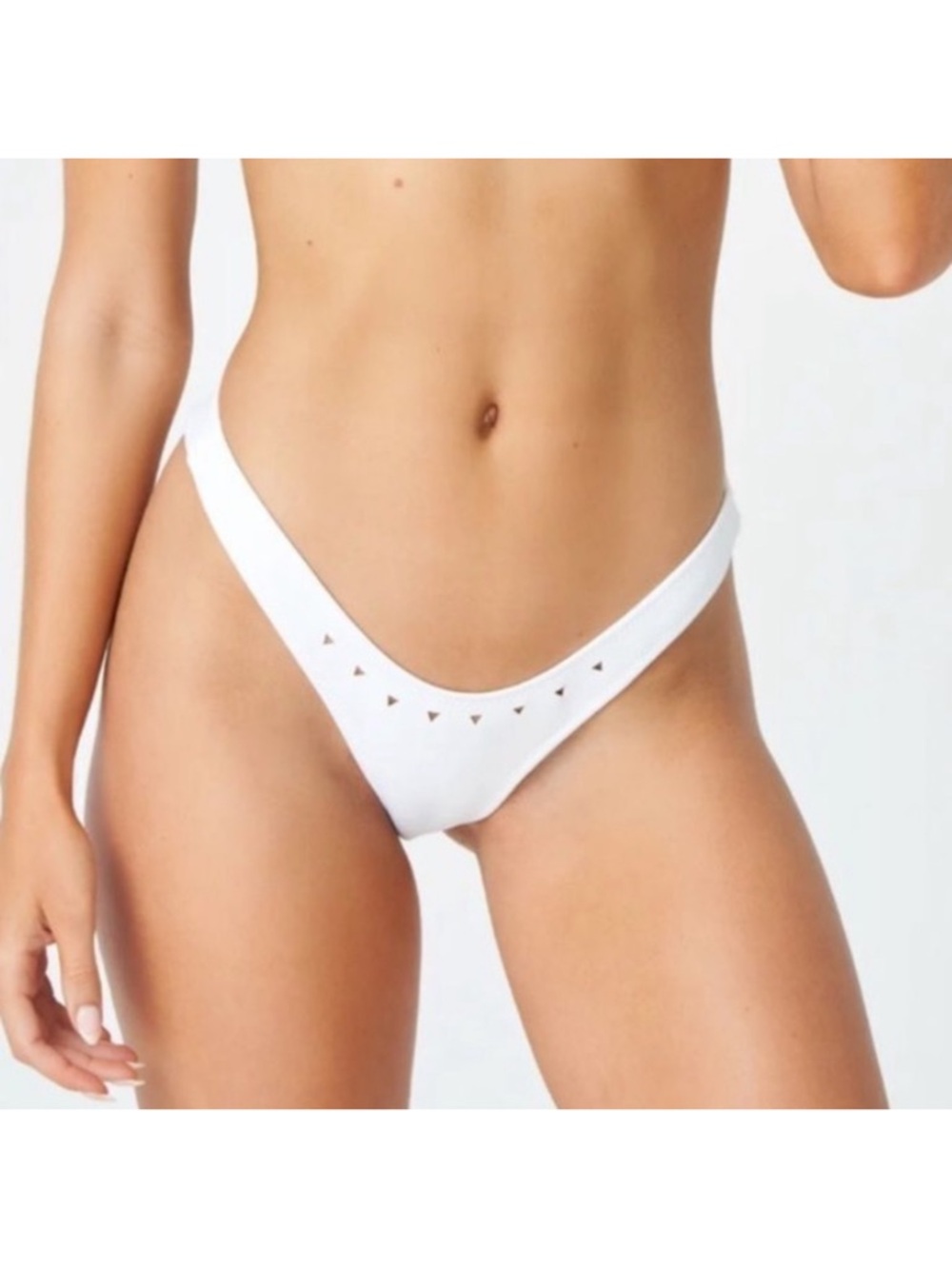 NWT Gigi C Jaclyn Bikini Bottom XL White Laser Triangle Cutout Scuba Swimwear